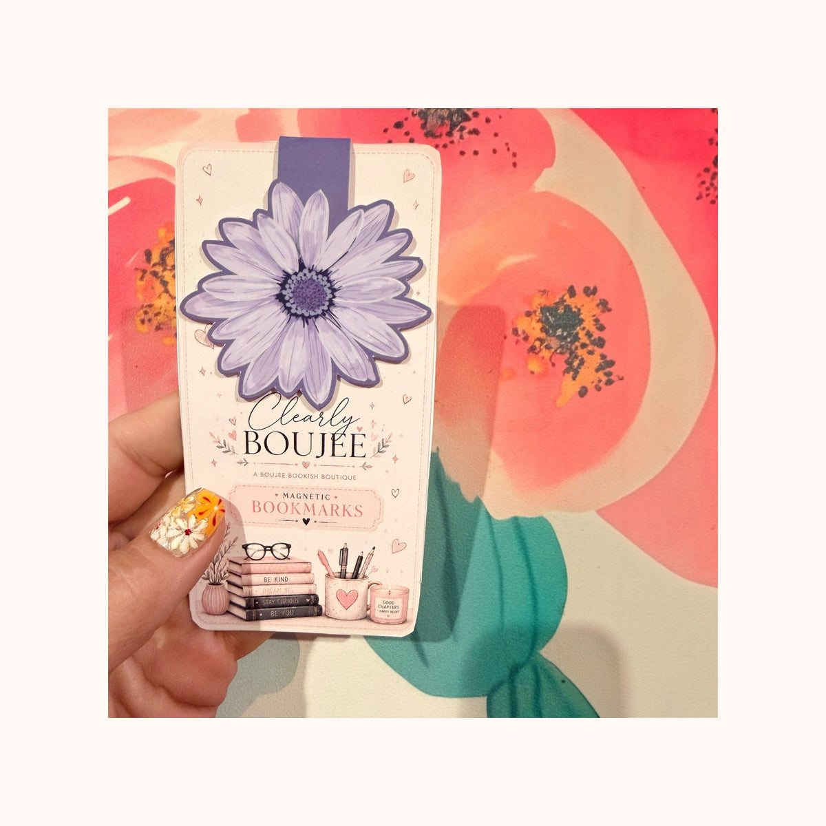 Purple Daisy Magnetic Bookmark by Clearly Boujee